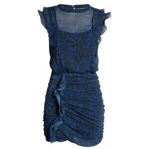 ALLSAINTS Hali Tamora Blue Snake Print Mini Dress Size 10
